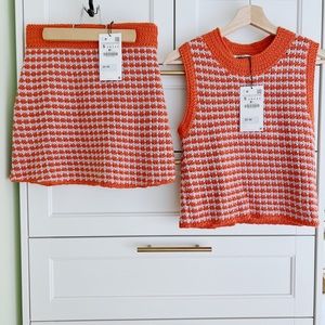 ZARA PLAID CROCHET TOP and CHECKERED CROCHETED SKIRT set